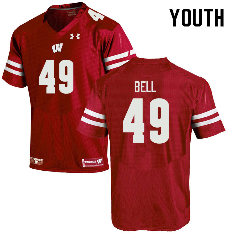 Wisconsin Badgers Youth #49 Christian Bell NCAA Under Armour Authentic Red College Stitched Football Jersey DP40I82ZT